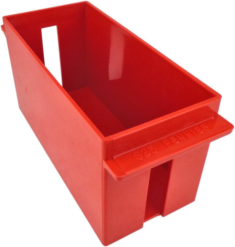 Extra-Capacity Rolled Coin Plastic Storage Tray, Pennies, Red (2 Trays)